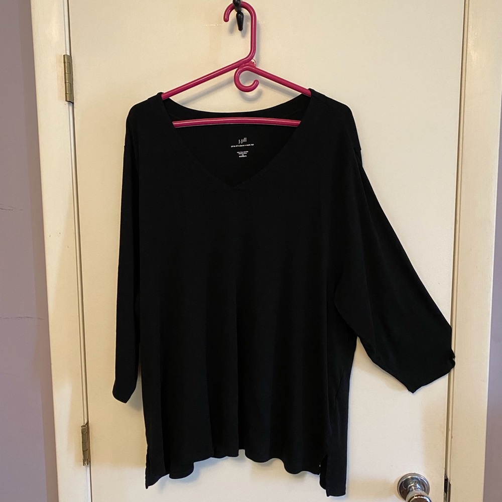 COPY - CLOSET CLEARANCE PRICE DROP! Dressy black, Pima cotton v-neck shirt